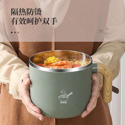 不锈钢大容量泡面碗宿舍学生盖方便颜超大带值滤饭盒专用碗水高可