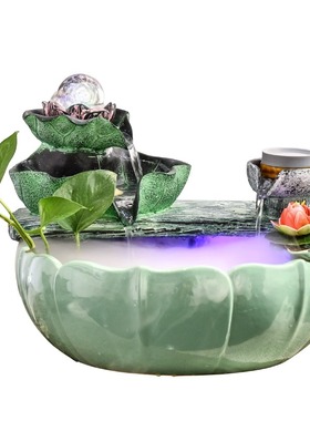 荷花风生水起荷花鱼缸摆件