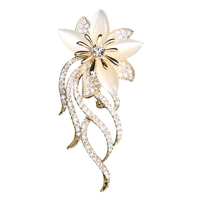 精致奢华水晶女士兰花胸针