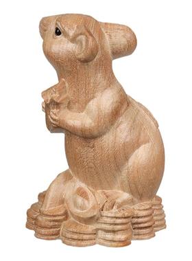 寅亥堂天然桃木老鼠摆件玄关书房客厅阳台书桌公司办公室桌子摆放