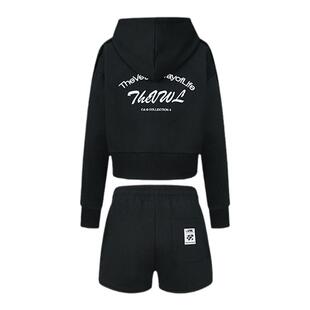 【林允同款】VWL卫衣卫裤套装刺绣LOGO连帽超短宽松女运动休闲款