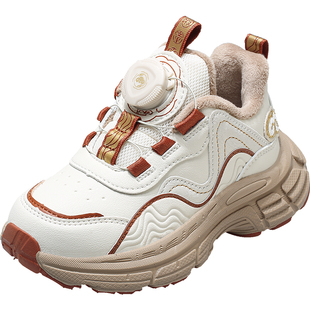 牧童儿童运动鞋冬季新款旋转纽扣国风山河女童鞋保暖加绒加厚鞋男