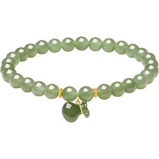 周六福金镶玉首饰和田玉福袋珠子串珠新中式玉石手串节日礼物