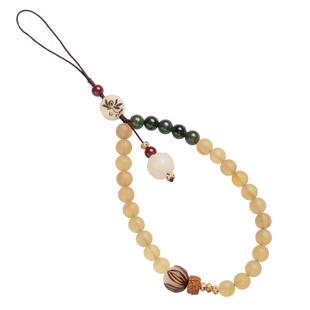 琼睿天然羊角手机链挂绳挂件钥匙扣挂饰短款手腕防丢百搭实用绳复古中国风化菩提子手机壳挂饰品短款吊坠男女