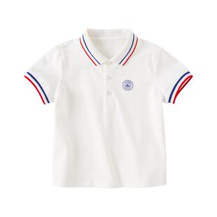 戴维贝拉男童短袖T恤夏装儿童POLO衫男孩白色夏季男宝宝衣服童装