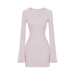 RICHINCHEESE 茶香可颂【定制细闪包臀裙版】长袖打底收腰连衣裙