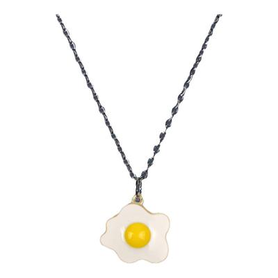 煎蛋可爱长款闺蜜吊坠项链