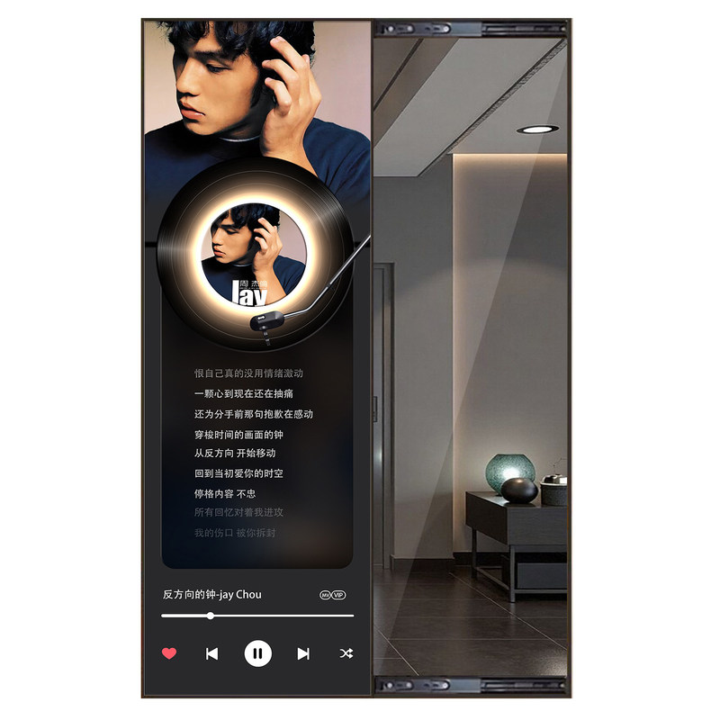 现代简约推拉隐藏式穿衣镜壁画