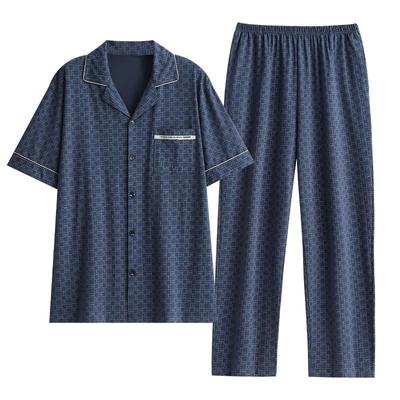 睡衣男士夏季纯棉短袖长裤家居服