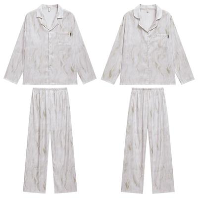 情侣睡衣春秋季冰丝套装长袖