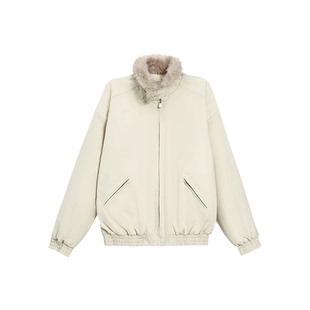 TurnSignal毛绒领棉服女冬季2025新款复古休闲宽松保暖棉衣外套