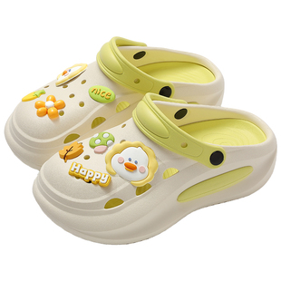 医用手术室洞洞鞋女款夏季2026新款eva厚底沙滩包头半拖鞋女外穿