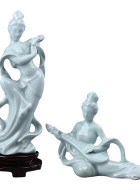 中式风博古架陶瓷禅意人物工艺品