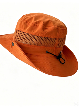 学生桔色渔夫帽定制logo亲子款防晒遮阳大帽檐户外速干透气出游帽
