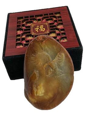 新疆和田玉籽料原创雕件老鹰兔子