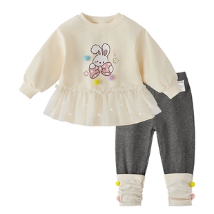 [7A抗菌]女童春套装宝宝卫衣打底裤女小童春装儿童洋气时髦两件套