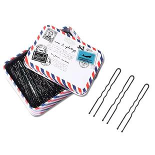 黑色U型夹盘发插针发饰影楼发夹大号加粗固定工具u形卡子发卡盒装