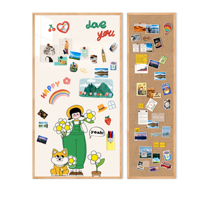 白板软木组合留言板计划板珐琅板挂墙磁吸功能板照片墙儿童家用黑板墙挂式办公家用装饰软木图钉板尺寸可定制