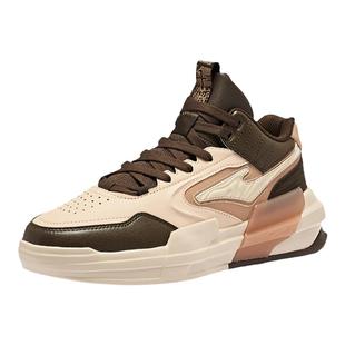 丹霞鸿星尔克高帮休闲板鞋2025冬季新款男款厚底运动鞋复古男鞋黑