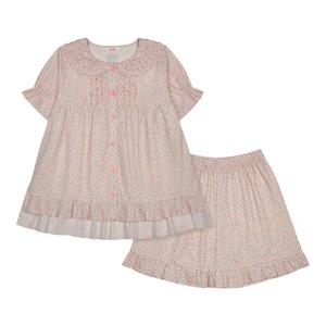 Ullala乌拉拉甜美女碎花娃娃领短袖短裤家居服套装26157