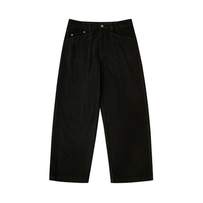 黑色直筒加绒休闲裤男款冬季保暖休闲长裤男宽松型抓绒裤2025新款