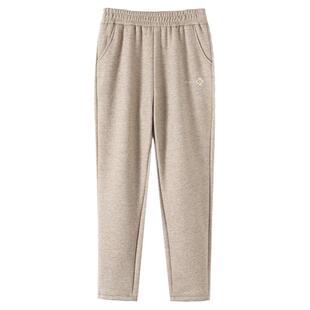 2024新款中老年人女裤冬季加绒加厚毛呢裤子妈妈秋冬款高腰休闲裤