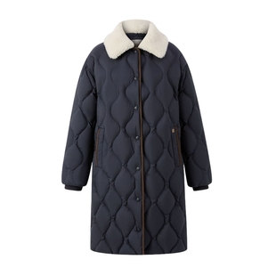 【Eland奥莱】衣恋羽绒服女三防中长款加厚菱格鸭绒保暖外套冬款