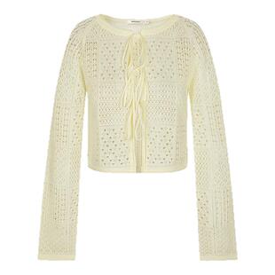 moussy 夏季新品法式田园风钩花镂空针织开衫女028ISA70-0003