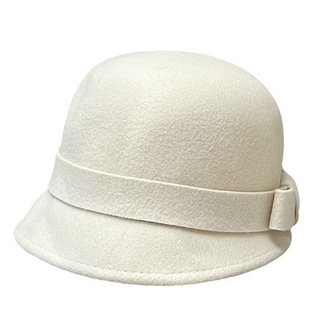 清仓赫本风前长后短沿蝴蝶结盆帽简约羊毛呢渔夫帽女秋冬优雅礼帽