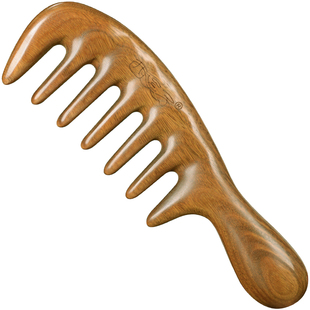 绿檀木按摩梳头部经络梳大齿梳子便携女士家用木梳子檀木防脱齿发