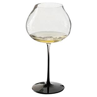 法式轻奢黑杆大肚酒杯超薄家用复古香槟杯红酒杯甜酒杯品酒高脚杯