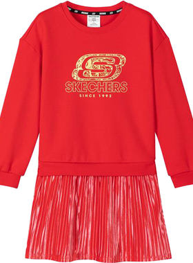 Skechers/斯凯奇正品女童出入平安 新年款拜年服卫衣连衣裙