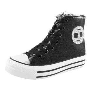 iiJin艾今官方经典7.5cm厚底内增高帆布休闲高帮鞋女AF00710DBU