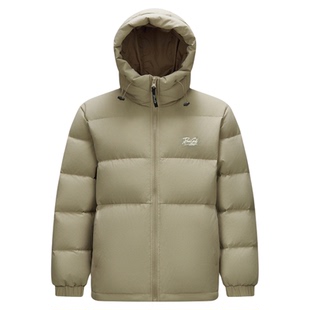 森马羽绒服男冬装80绒子宽松连帽外套肌理感街头潮流字母印花上衣