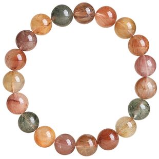 天然彩发晶手链兔毛巴西红发晶金发晶绿发晶彩色钛晶水晶手串男女