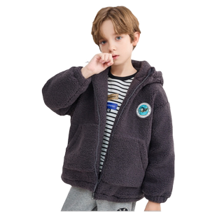 马克华菲儿童夹棉厚棉袄秋男女童羊羔绒大童加绒棉服仿羊羔毛外套