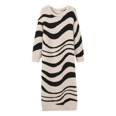 安之伴条纹中长款秋冬睡裙女