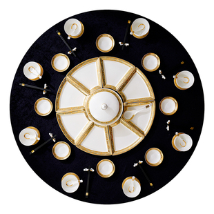 欧式圆桌骨瓷餐具碗碟自由搭配家用过年团圆拼盘组合DIY碗盘勺碟