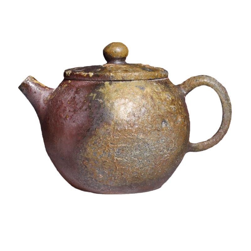 柴燒茶壺臺(tái)灣張家志手工無(wú)釉粗陶茶壺泡茶190ml巨輪珠單壺茶具