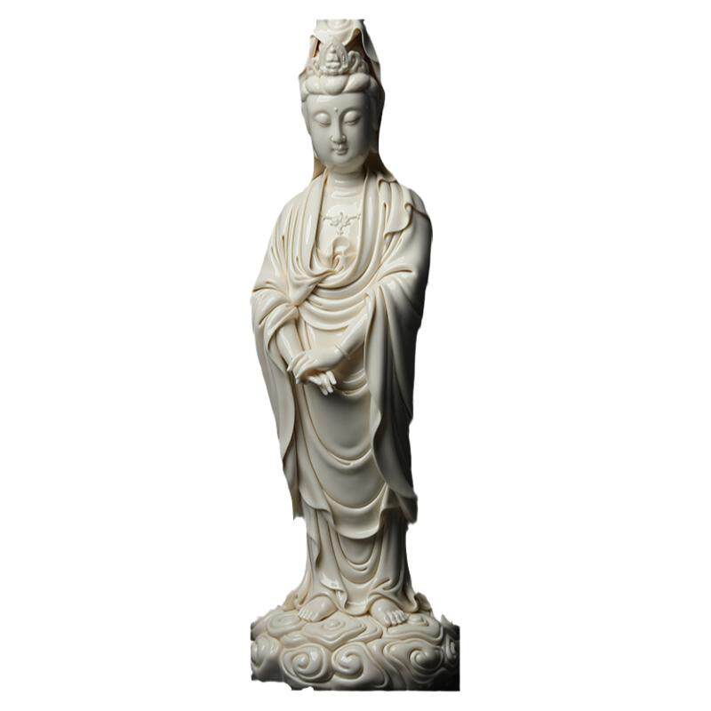 戴玉堂陶瓷摆件《祥云观音菩萨仿古》周金田观世音佛像客厅供奉