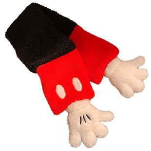 可爱米奇小手保暖围脖女生冬加厚骑车防寒交叉护颈小围巾2025新款