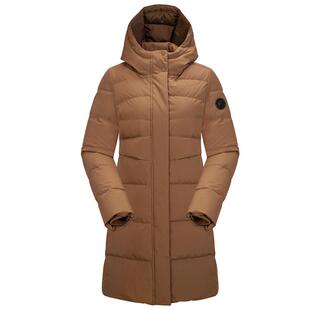 LAFUMA乐飞叶户外防泼水防风中长连帽大鹅绒保暖羽绒服女雅丹风