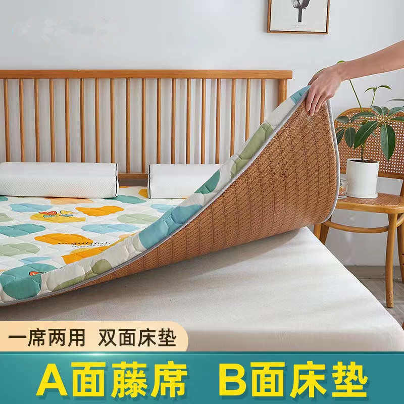 卡通双面凉席学生宿舍单0.8/0.9m1.2双人1.5X1.9/1.8X2米藤席床垫