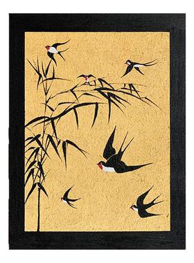《燕归来》石英砂立体肌理画