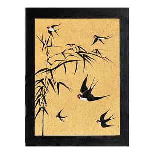 中古风燕子石英砂丙烯肌理画diy全套材料立体手工数字油画装饰画