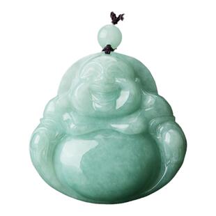 天然缅甸翡翠玉佛吊坠女大号玉石佛公玉坠弥勒佛大肚佛像笑佛项链