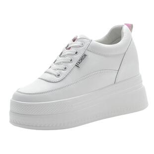 真皮小白鞋内增高女鞋厚底松糕鞋2025新款百搭显瘦休闲白色旅游鞋