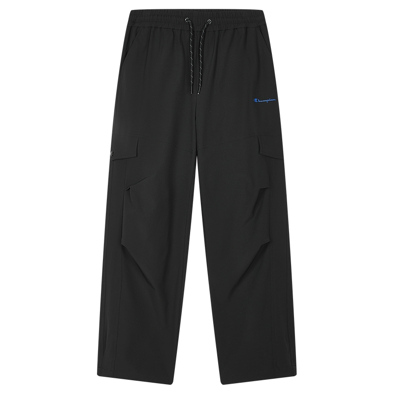 Champion冠军梭织裤男25秋季新款伞兵裤女褶皱宽松工装裤抽绳长裤