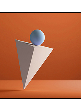 现代简约立体几何橙色挂画客厅装饰画沙发背景墙书房客厅方形壁画
