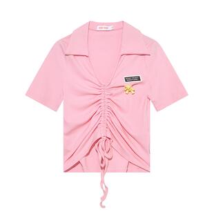 NOISY TEDDY25夏季新款时尚抽绳简约纯色女士短袖POLO衫舒适百搭